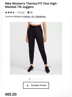 Nike Women's High-Waist 7/8 Therma-FIT Joggers - Black